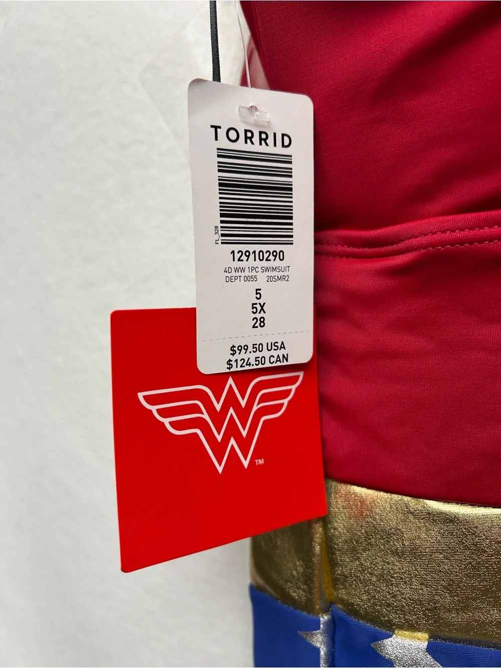 Wonder Woman Torrid  5X plus Red & Blue Stars Costume Swimsuit